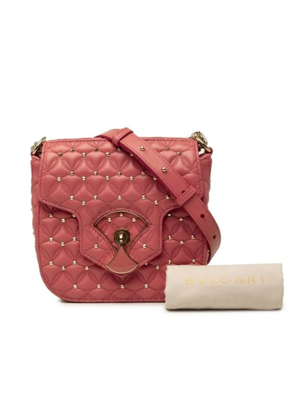 Bvlgari Diva's Dream Crossbody Chain Shoulder Bag Pink Leather Metal